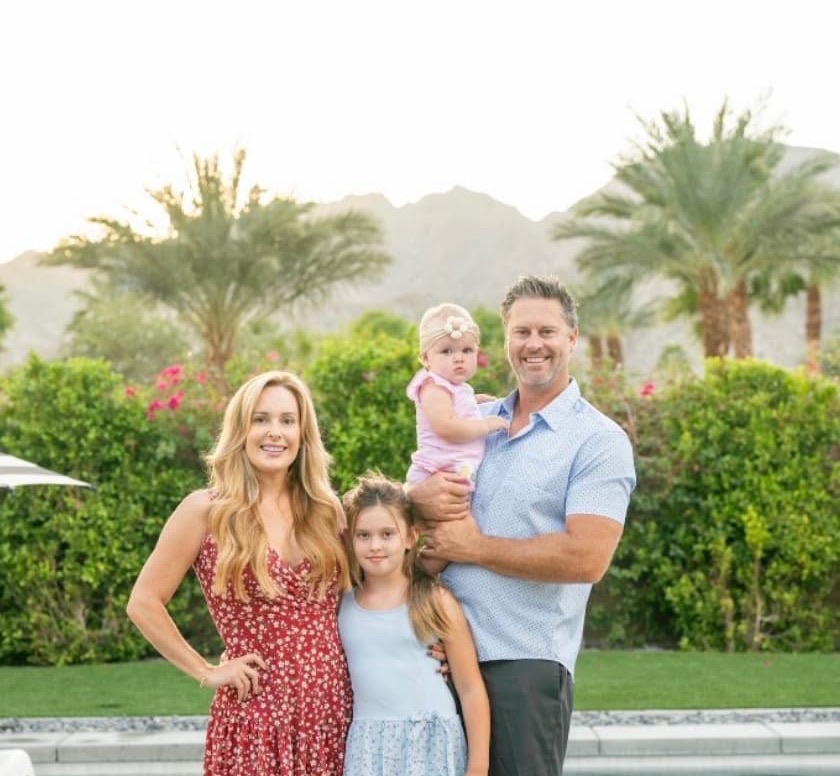 Ryan and Kristy Bird with their daughters, owners of Coastline Pools & Construction — custom pool builder in Newport Beach, Orange County
